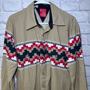 Vintage Roper Shirt Mens XL Button Western Aztec Southwest Cowboy Rodeo